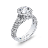 Split Shank Round Diamond Halo Engagement Ring in 14K White Gold (Semi-Mount)
