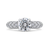 Round Diamond Cathedral Style Engagement Ring in 14K White Gold (Semi-Mount)