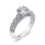Round Diamond Cathedral Style Engagement Ring in 14K White Gold (Semi-Mount)