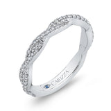 Round Diamond Crossover Wedding Band in 14K White Gold