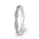 Round Diamond Crossover Wedding Band in 14K White Gold