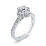 Round Diamond Halo Engagement Ring in 14K White Gold (Semi-Mount)