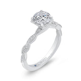 Round Diamond Floral Engagement Ring in 14K White Gold (Semi-Mount)