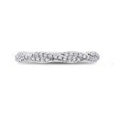 Round Diamond Criss-Cross Wedding Band in 14K White Gold