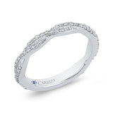 Round Diamond Criss-Cross Wedding Band in 14K White Gold