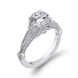 Diamond Vintage Engagement Ring in 14K White Gold (Semi-Mount)