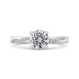 Round Diamond Engagement Ring with Criss-Cross Shank in 14K White Gold (Semi-Mount)