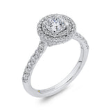 Double Halo Diamond Engagement Ring in 14K White Gold