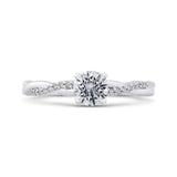 Round Diamond Engagement Ring with Crossover Shank in 14K White Gold