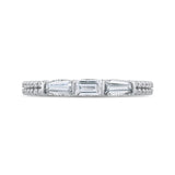 Round & Baguette Cut Diamond Wedding Band in 14K White Gold