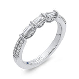 Round & Baguette Cut Diamond Wedding Band in 14K White Gold