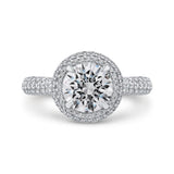 Round Diamond Double Halo Engagement Ring in 14K White Gold (Semi-Mount)