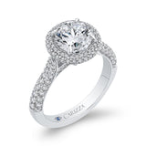 Round Diamond Double Halo Engagement Ring in 14K White Gold (Semi-Mount)