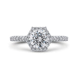 Round Diamond Halo Engagement Ring in 14K White Gold (Semi-Mount)