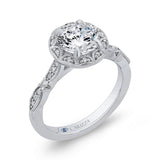Round Diamond Halo Engagement Ring in 14K White Gold (Semi-Mount)