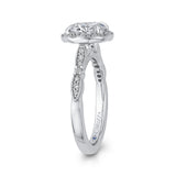 Round Diamond Halo Engagement Ring in 14K White Gold (Semi-Mount)