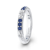 Round Diamond and Sapphire Wedding Band in 14K White Gold