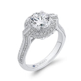 Round Diamond Cathedral Style Engagement Ring in 14K White Gold (Semi-Mount)