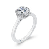 Round Diamond Hexagon Shape Halo Engagement Ring in 14K White Gold (Semi-Mount)