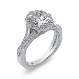 Split Shank Oval Cut Diamond Halo Engagement Ring in 14K White Gold (Semi-Mount)