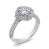 Round Diamond Cathedral Style Halo Engagement Ring in 14K White Gold