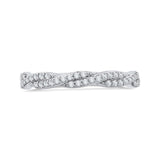 Round Diamond Chriss-Cross Wedding Band in 14K White Gold