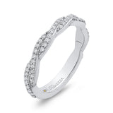 Round Diamond Chriss-Cross Wedding Band in 14K White Gold