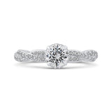 Round Diamond Floral Engagement Ring in 14K White Gold