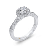 Round Diamond Halo Engagement Ring in 14K White Gold