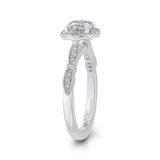 Round Diamond Halo Engagement Ring in 14K White Gold