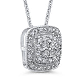 10K White Gold 1/5 Ct Diamond Fashion Pendant with Chain 14K White Gold