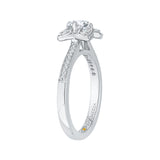 Round Diamond Floral Engagement Ring in 14K White Gold