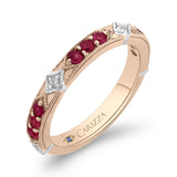 Round Diamond and Ruby Wedding Band in 14K Two Tone Gold