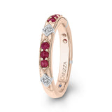 Round Diamond and Ruby Wedding Band in 14K Two Tone Gold