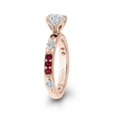 Round Diamond and Ruby Engagement Ring in 14K Two Tone Gold (Semi-Mount)