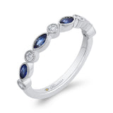 Marquise Cut Sapphire Diamond Wedding Band in 14K White Gold
