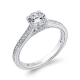 Round Diamond Cathedral Style Engagement Ring in 14K White Gold