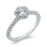 Round Diamond Halo Engagement Ring in 14K White Gold
