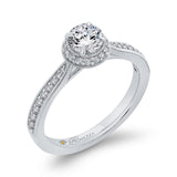 Round Diamond Halo Engagement Ring in 14K White Gold