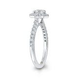Round Diamond Floral Halo Engagement Ring in 14K White Gold