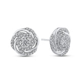 1/2 ct Round White Diamond Swirl Fashion Stud Earrings in 14K White Gold