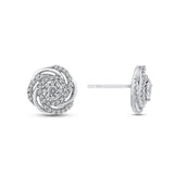 1/2 ct Round White Diamond Swirl Fashion Stud Earrings in 14K White Gold