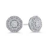 10K White Gold Round 5/8 ct Diamond Fashion Cluster Stud Earrings in 14K White Gold