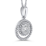 10K White Gold White Diamond Fashion Pendant with Chain (1/2 cttw) in 14K White Gold
