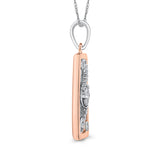 1/5 ct Round White Diamond Fashion Pendant with Chain 10K Two Tone Gold