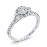 10K White Gold 1/2 ct White Diamond Double Halo Fashion Ring in 14K White Gold