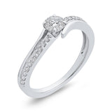 10K White Gold 1/4 ct Round Diamond Halo Fashion Ring in 14K White Gold