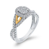 1/2 ct Round White Diamond Fashion Ring in 10K Two Tone Gold
