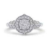 10K White Gold Round 3/8 ct White Diamond Fashion Ring in 14K White Gold