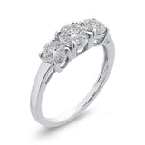 10K White Gold 3/8 ct White Diamond Three Stone Fashion Ring in 14K White Gold